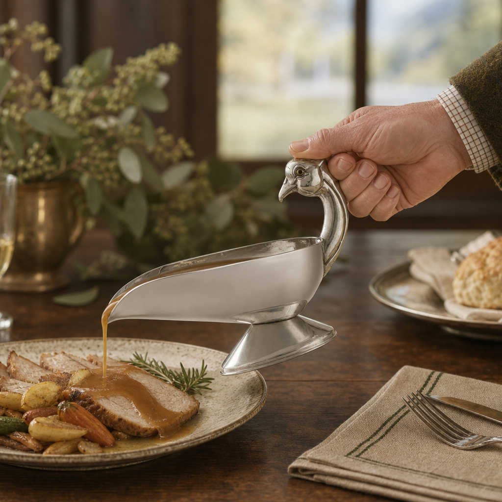 Pheasant  Handle Stainless Steel Gravy / Sauce Server 6