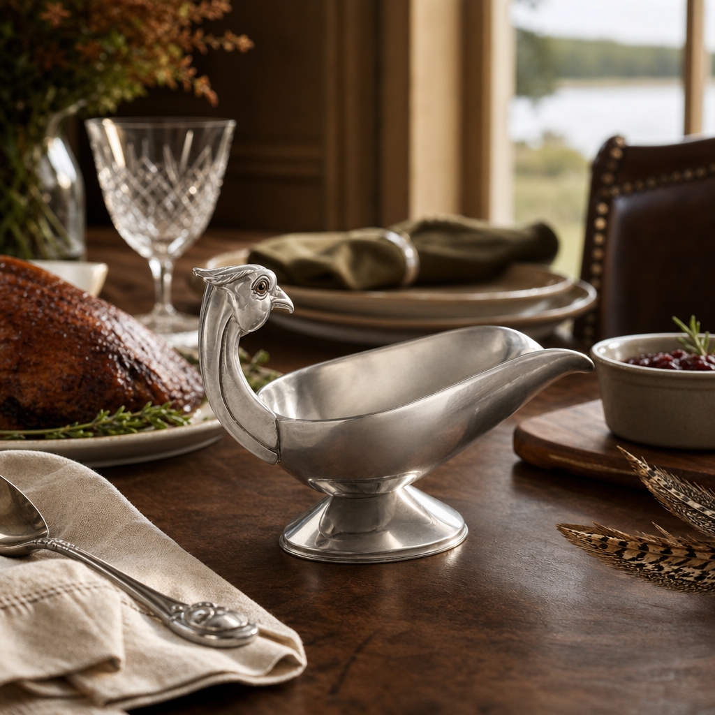Pheasant  Handle Stainless Steel Gravy / Sauce Server 8