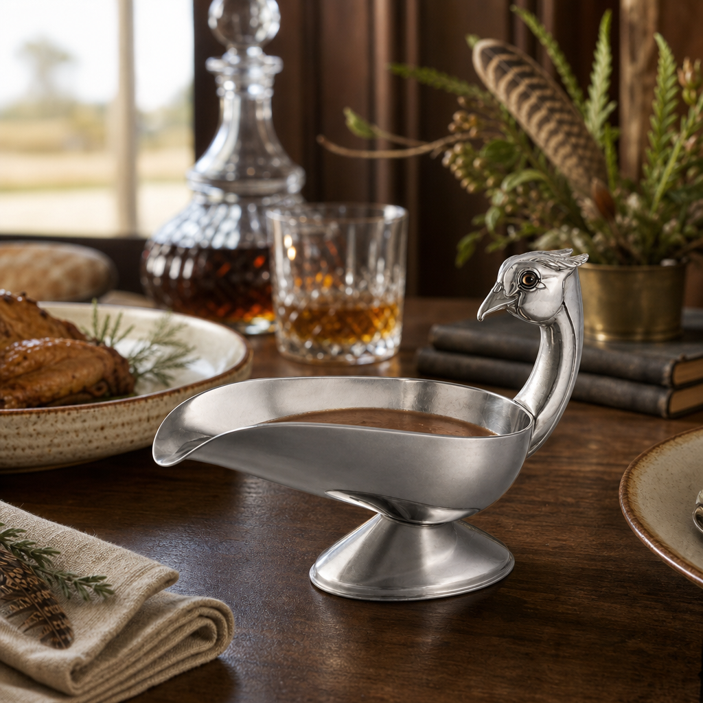 Pheasant  Handle Stainless Steel Gravy / Sauce Server 9