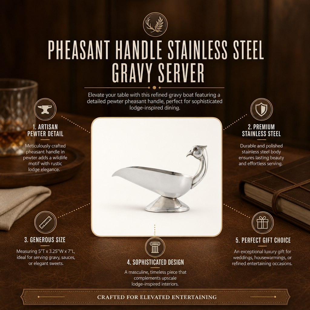 Pheasant  Handle Stainless Steel Gravy / Sauce Server 1