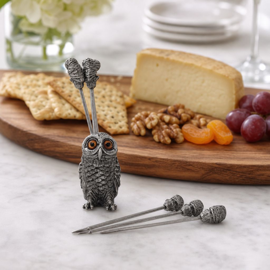 Owl Cheese Pick Set 8