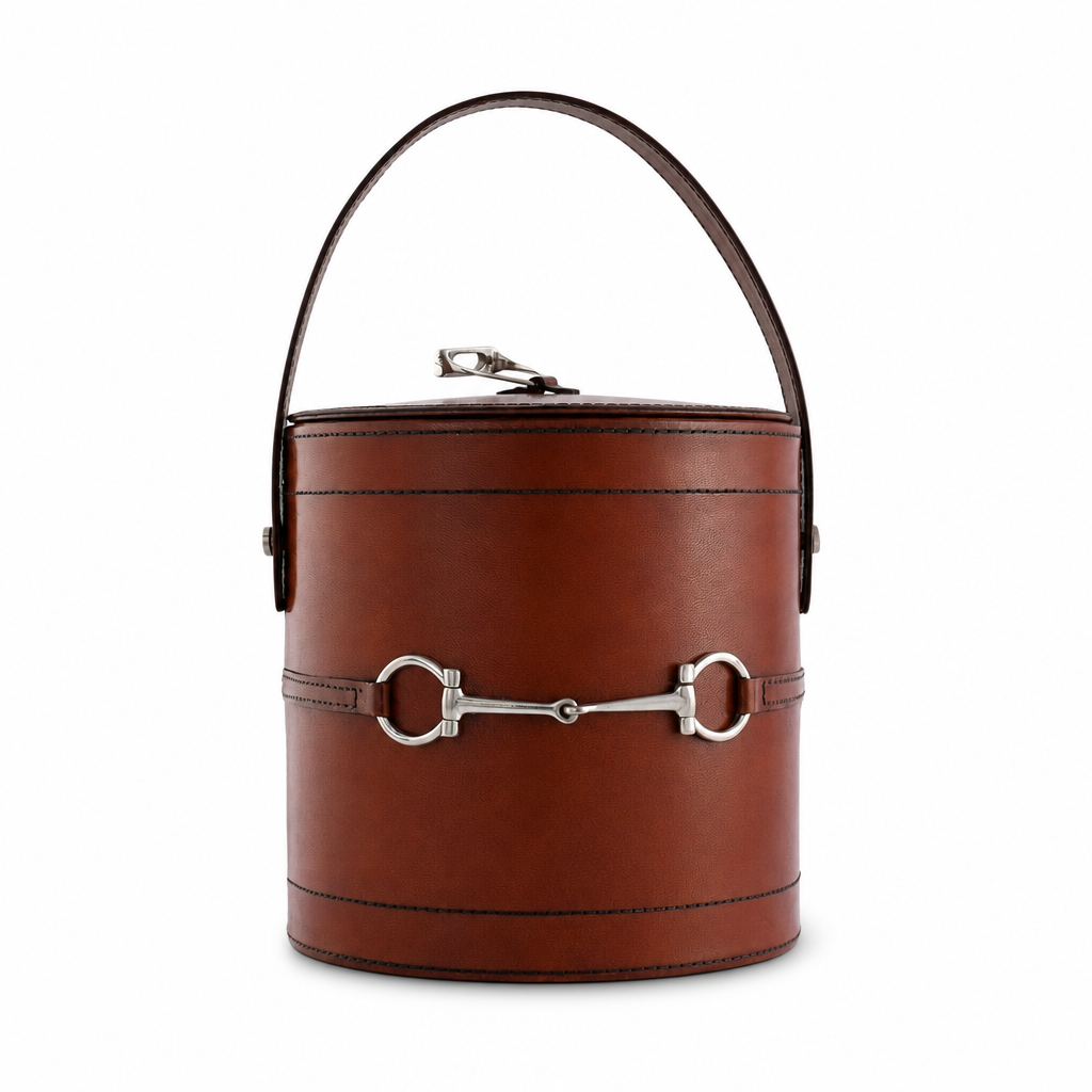 Premium Genuine Leather Bit Lidded Ice Bucket 10