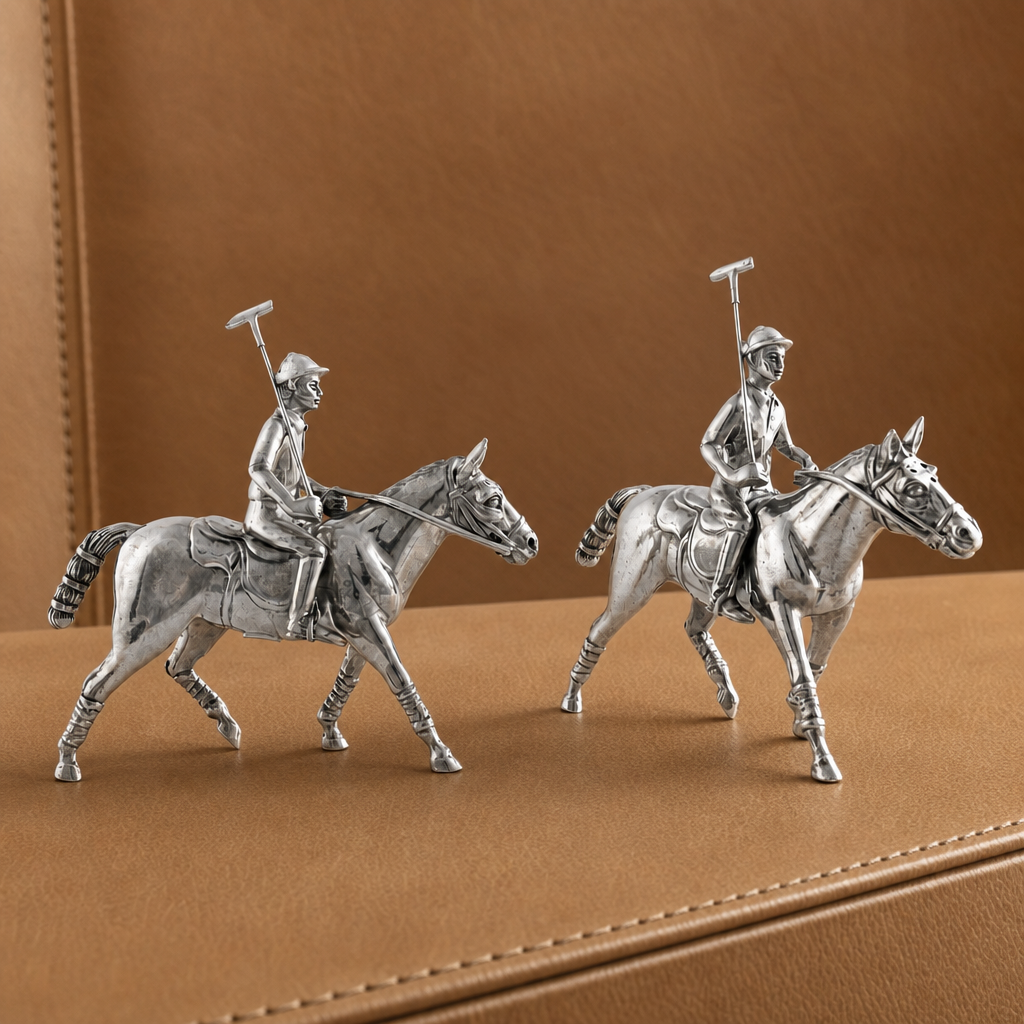 Pewter Polo Player Salt & Pepper Set 3