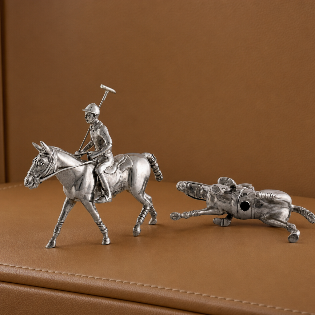 Pewter Polo Player Salt & Pepper Set 5