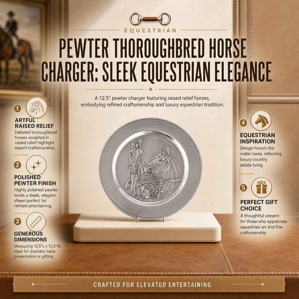 Pewter Thoroughbred Horse Charger: Sleek Equestrian Elegance