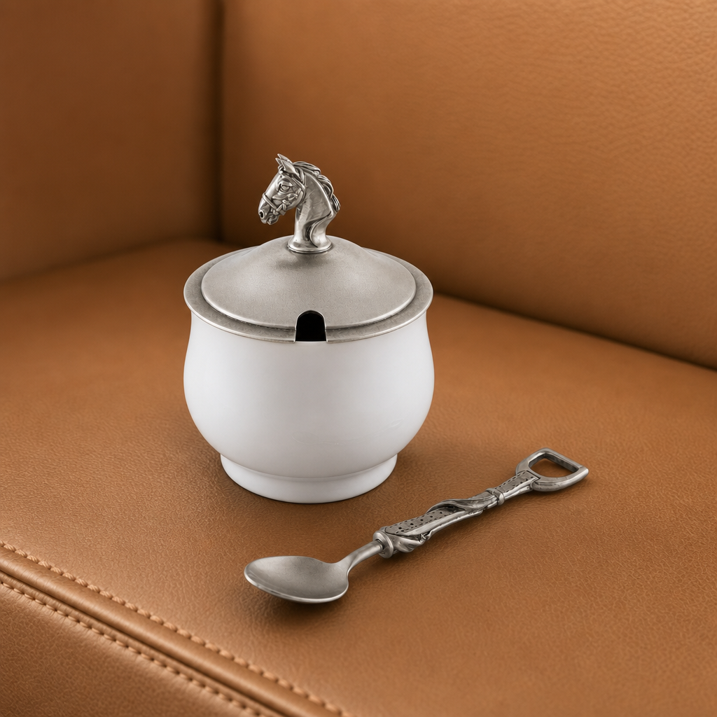 Equestrian Sugar Bowl and Spoon 2