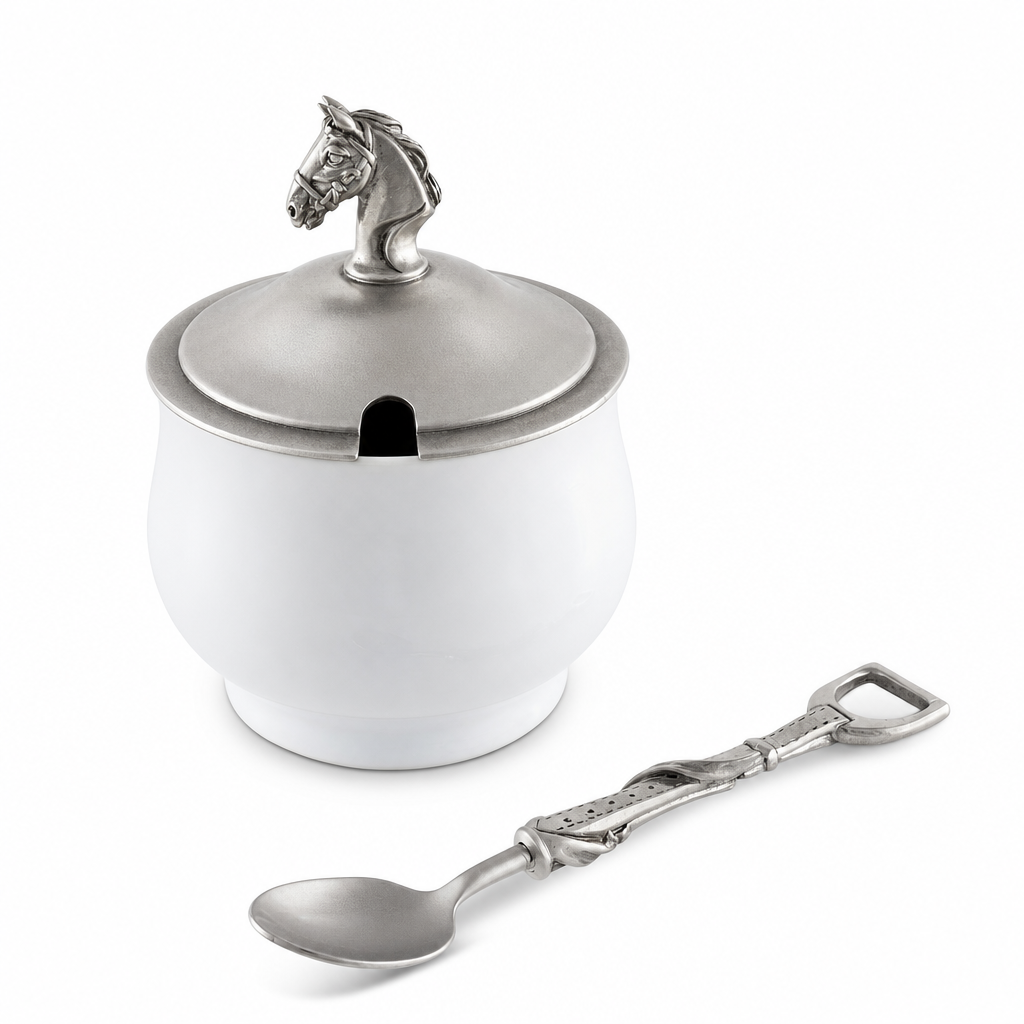 Equestrian Sugar Bowl and Spoon 1