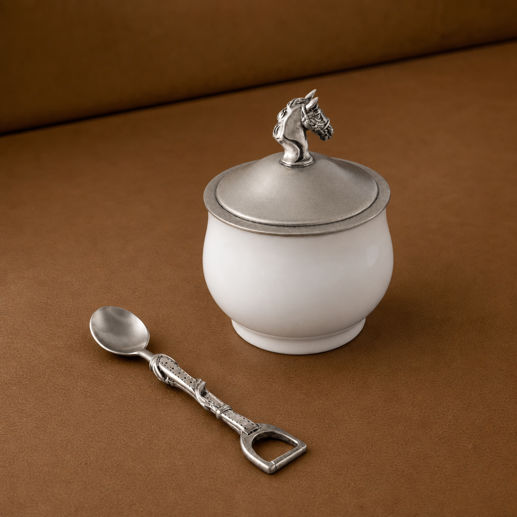 Equestrian Sugar Bowl and Spoon 4