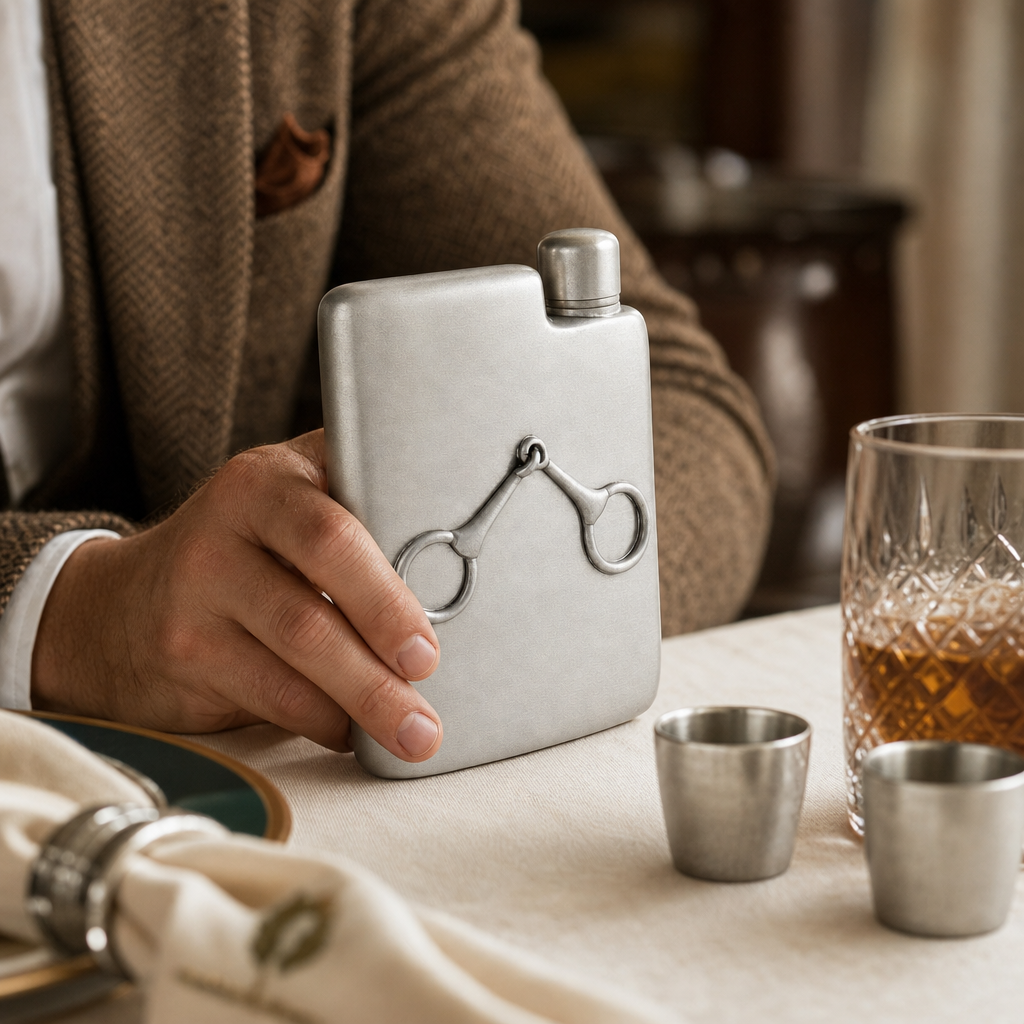 Equestrian Pewter Flask 4