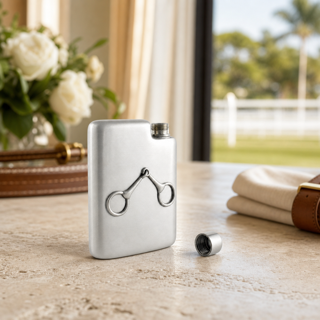 Equestrian Pewter Flask 8