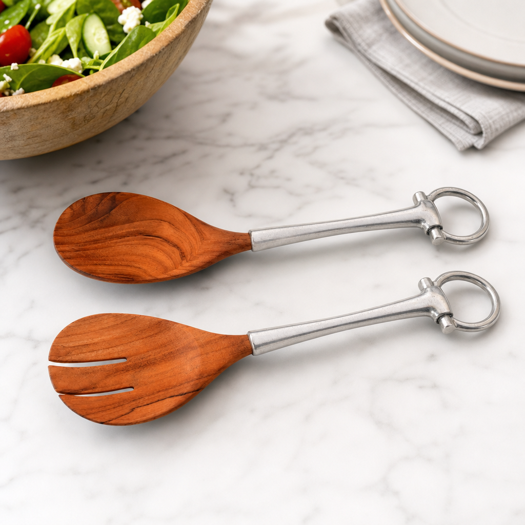 Bit Wood Salad Server Set 8