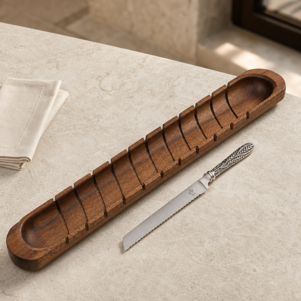 Baguette Board with Wheat Pattern Bread Knife 1