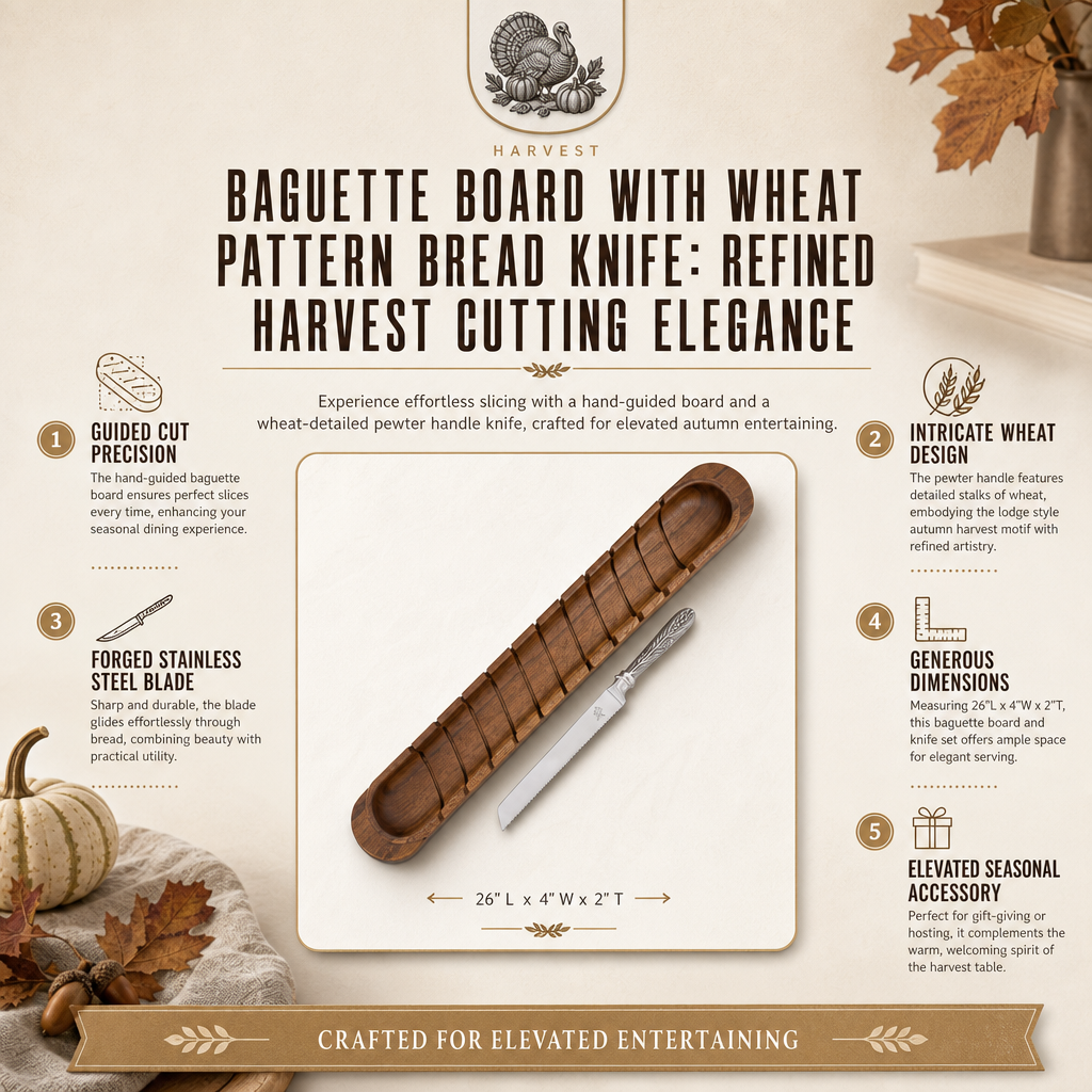 Baguette Board with Wheat Pattern Bread Knife 1