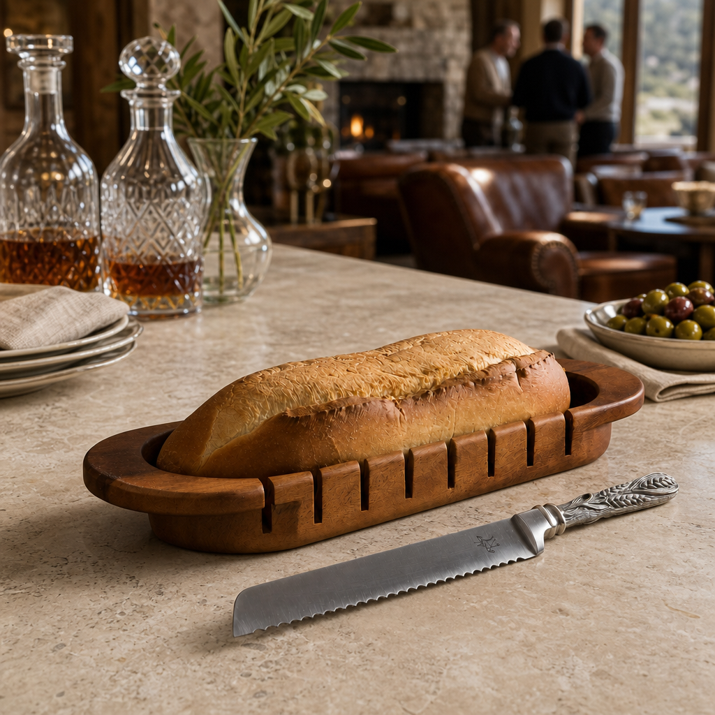 Oval Bread Board with Pewter Wheat Knife 5