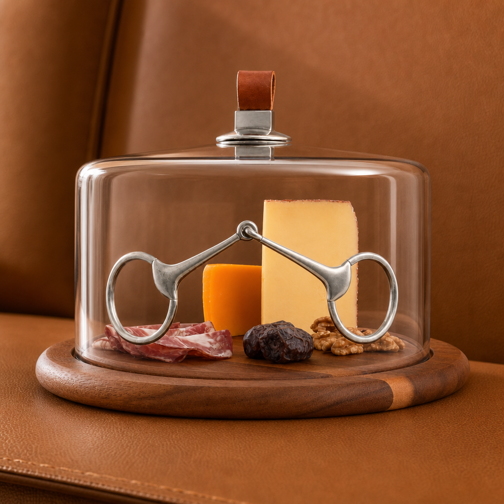 Horse Bit Glass Covered Cheese Wood Board 2