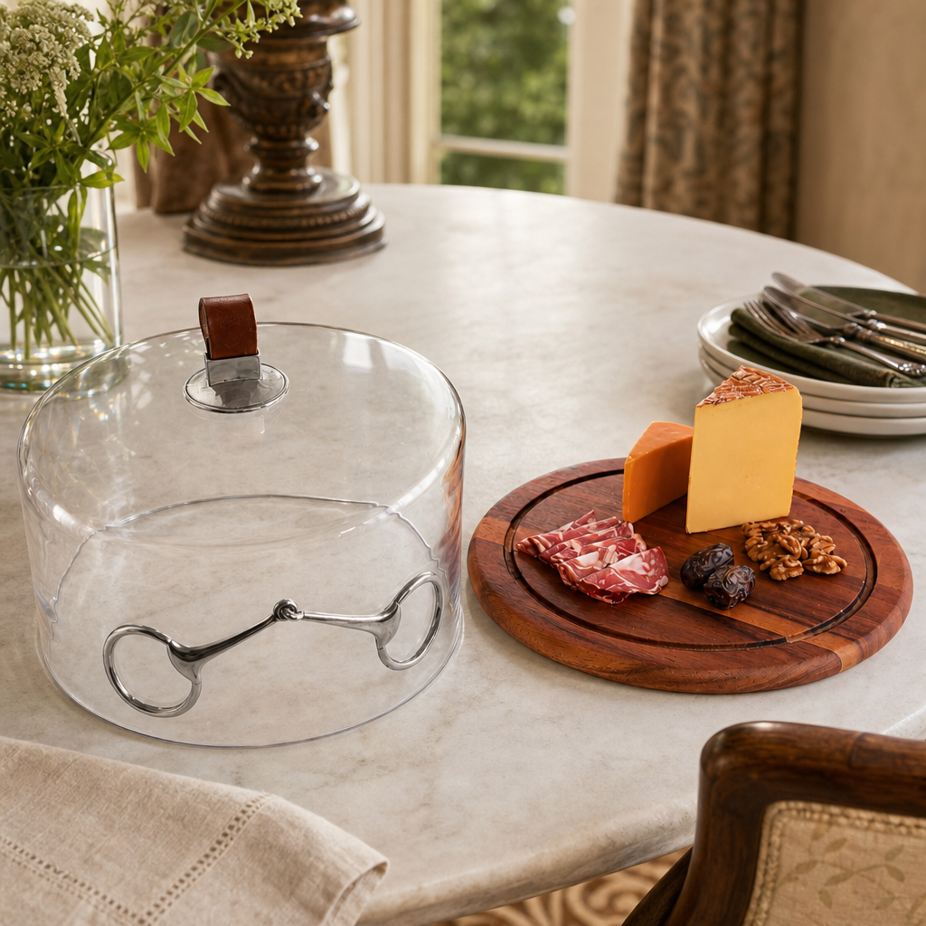 Leather Horse Bit Cheese Board with Dome 5