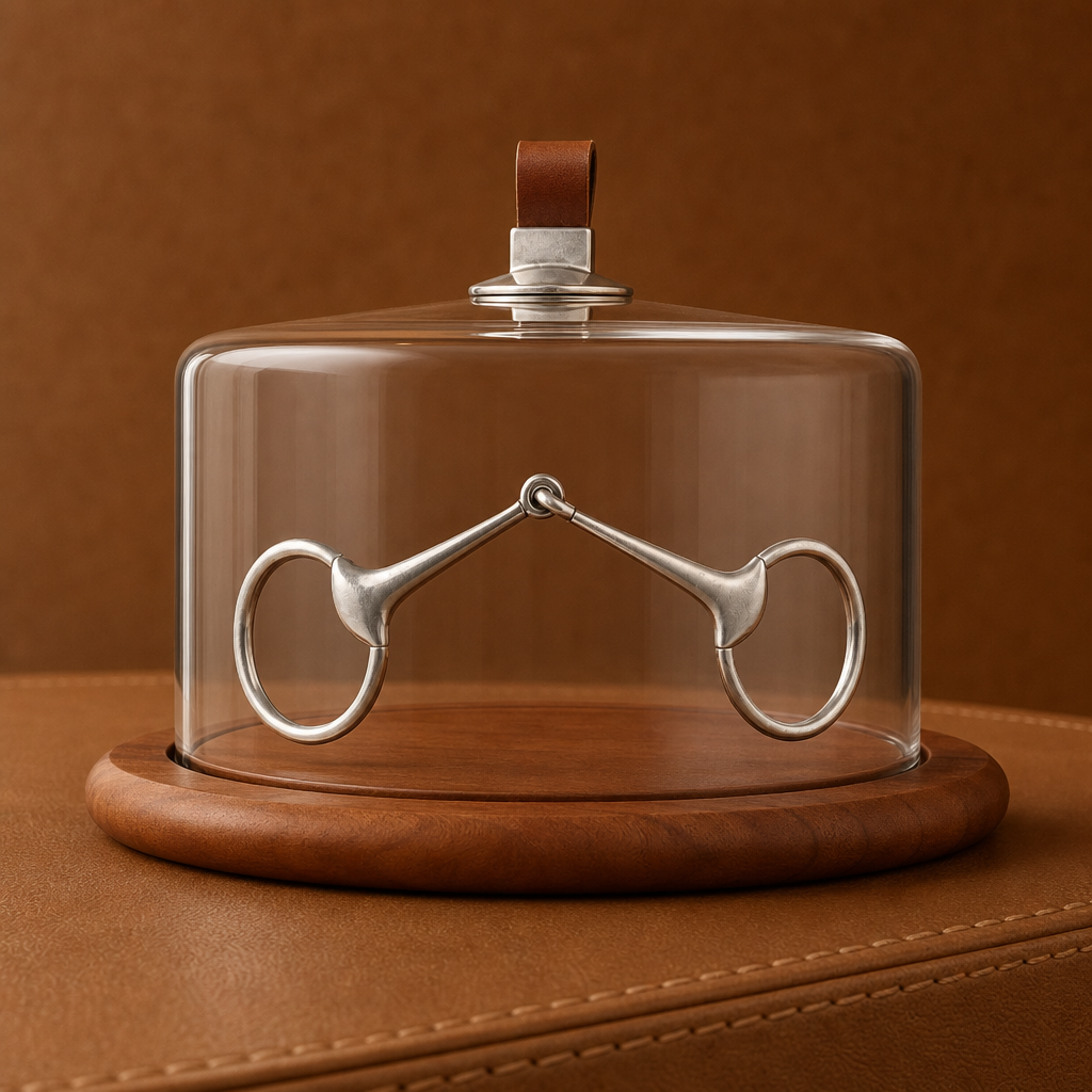 Horse Bit Glass Covered Cheese Wood Board 4