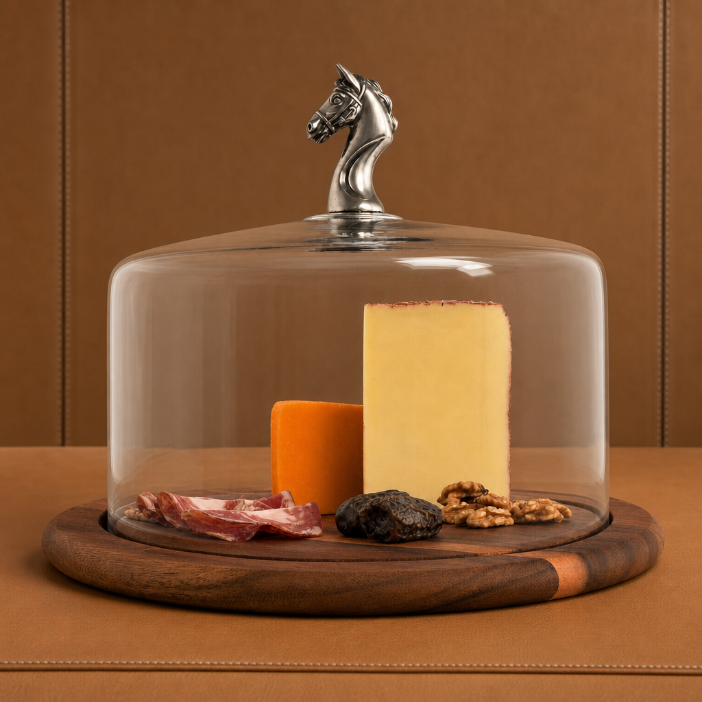 Horse Glass Covered Cheese Wood Board 1