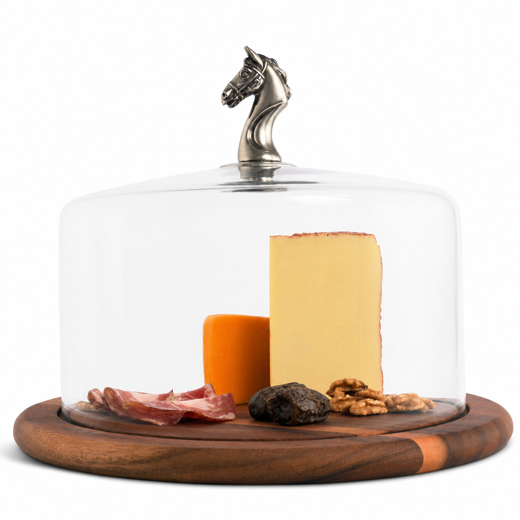 Horse Glass Covered Cheese Wood Board 1