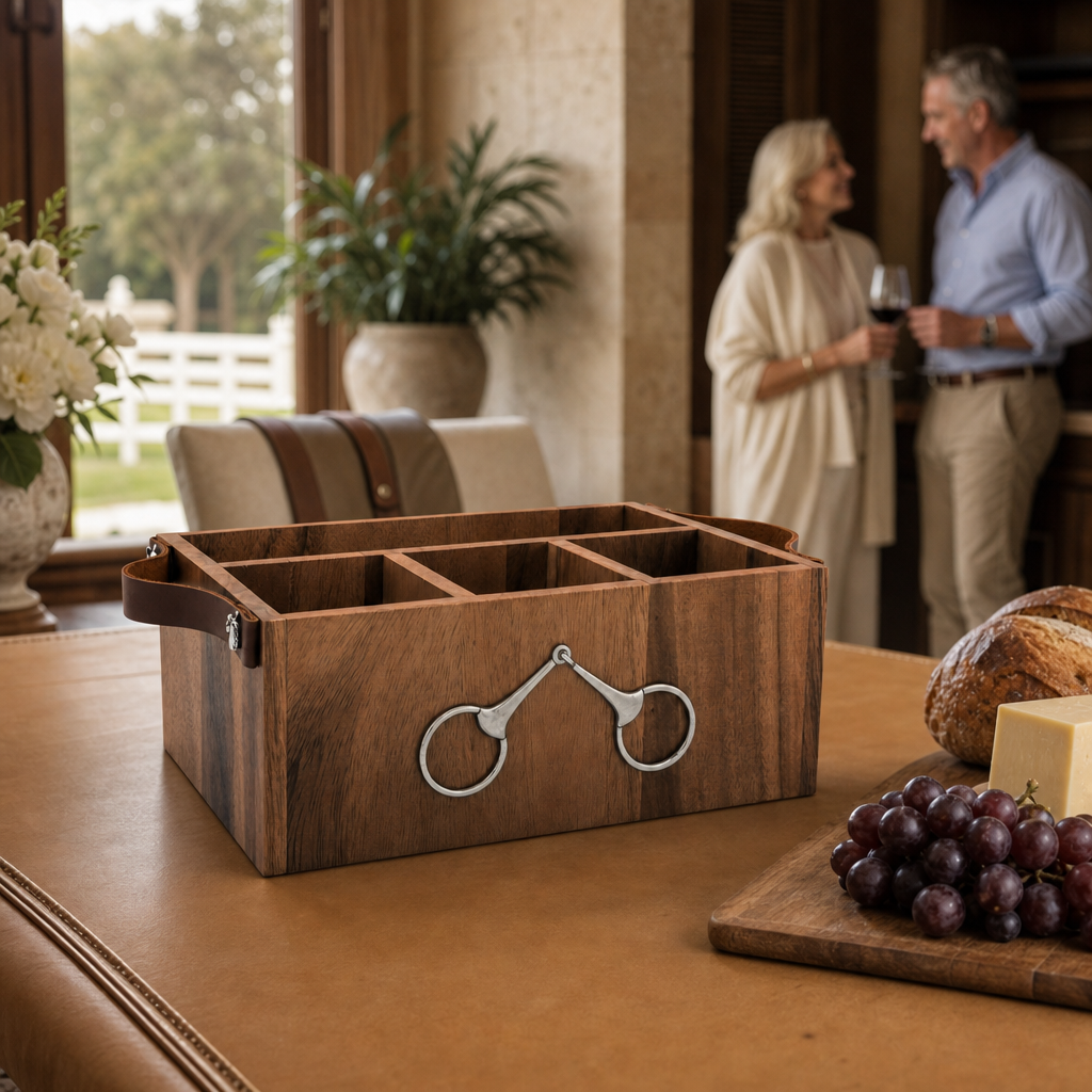 Horse Bits Leather Handles Flatware Caddy 7