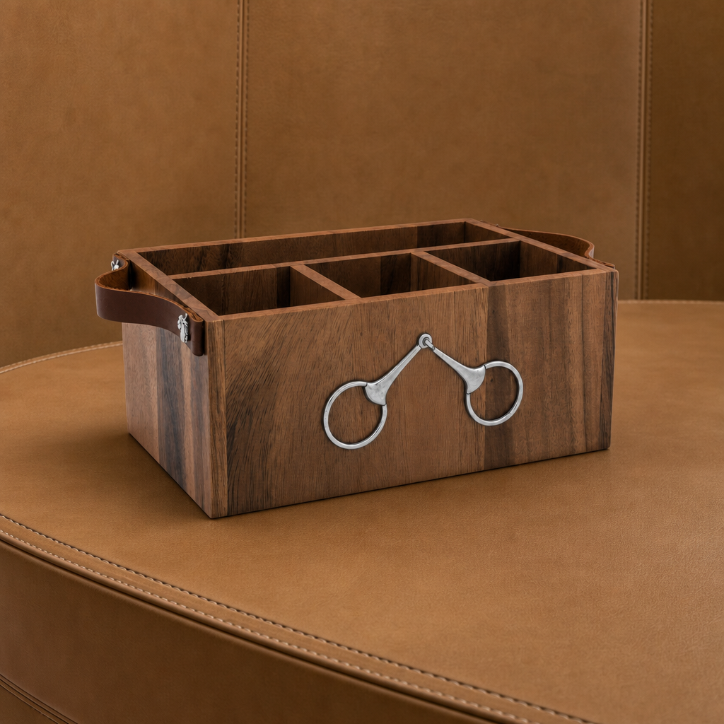 Horse Bits Leather Handles Flatware Caddy 3