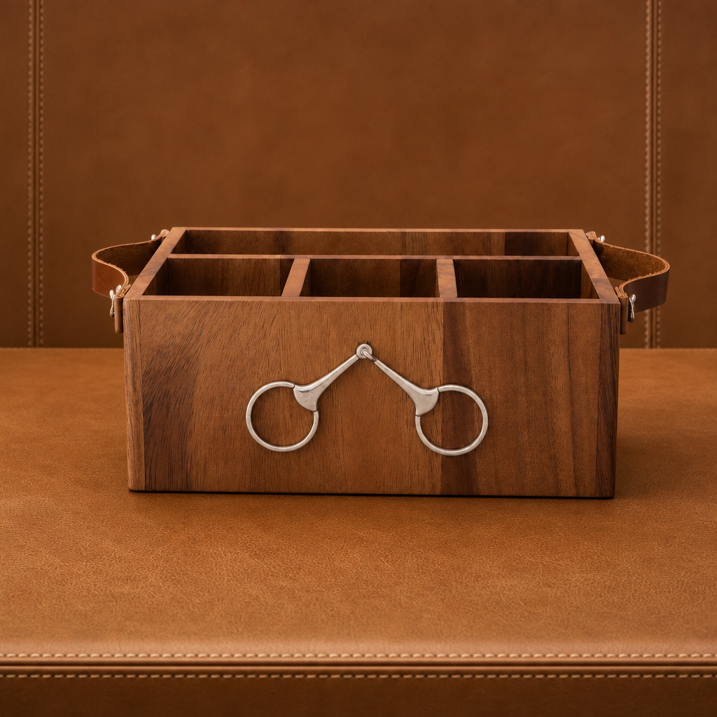 Horse Bits Leather Handles Flatware Caddy 4
