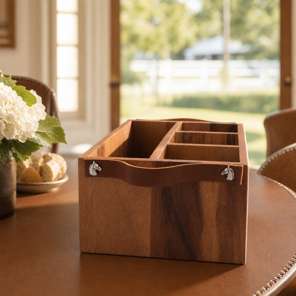 Horse Bits Leather Handles Flatware Caddy 9