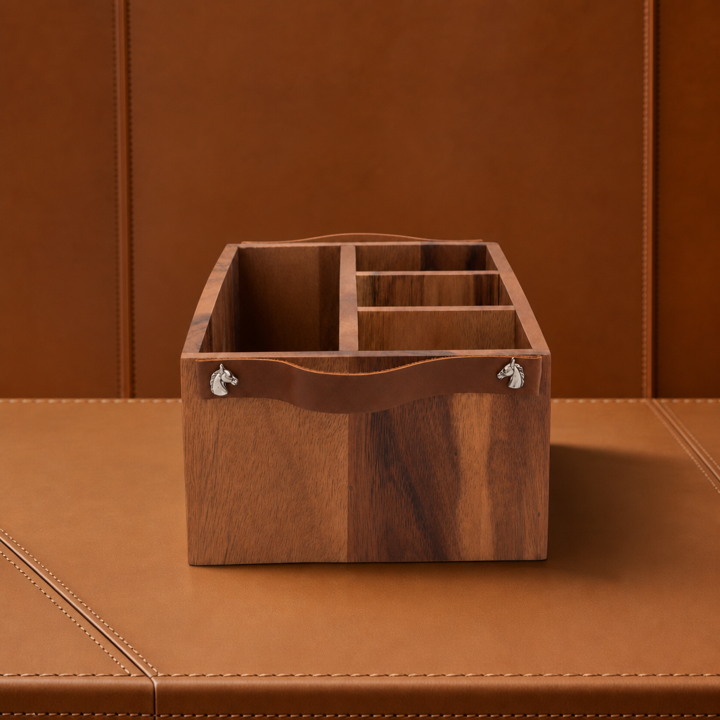 Horse Bits Leather Handles Flatware Caddy 5