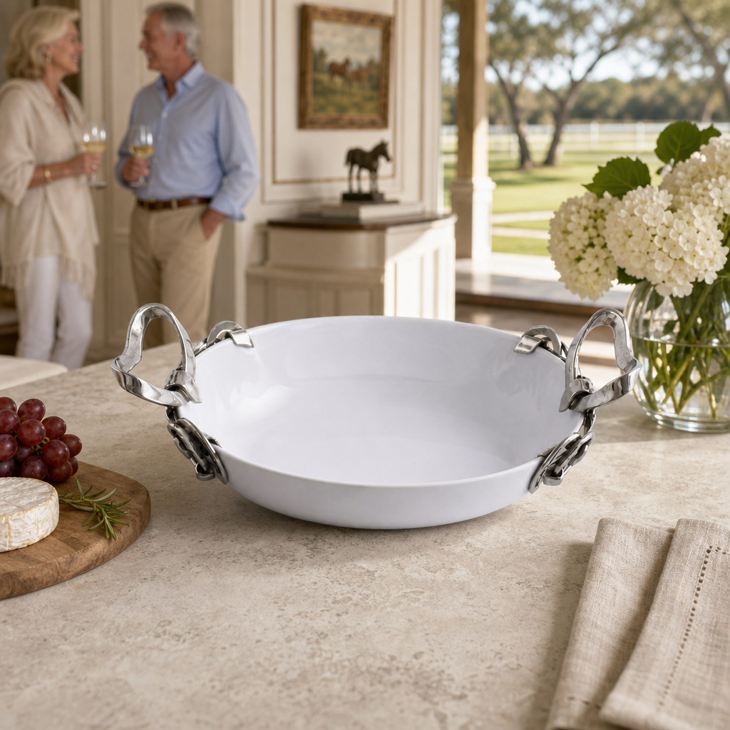 Horseshoe & Bit Stoneware Dish 7