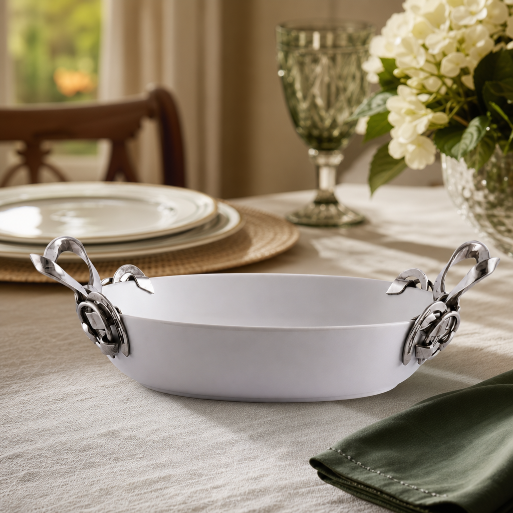 Horseshoe & Bit Stoneware Dish 9