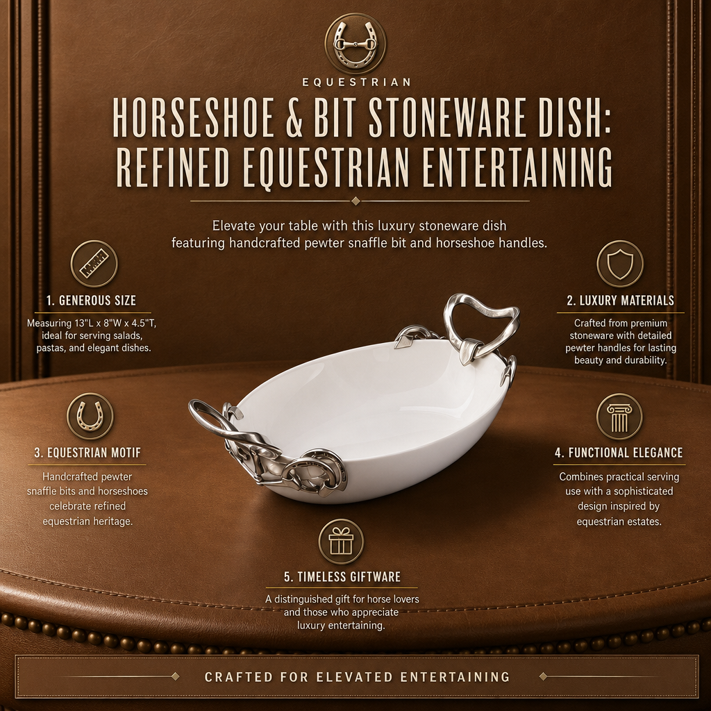 Horseshoe & Bit Stoneware Dish: Refined Equestrian Entertaining