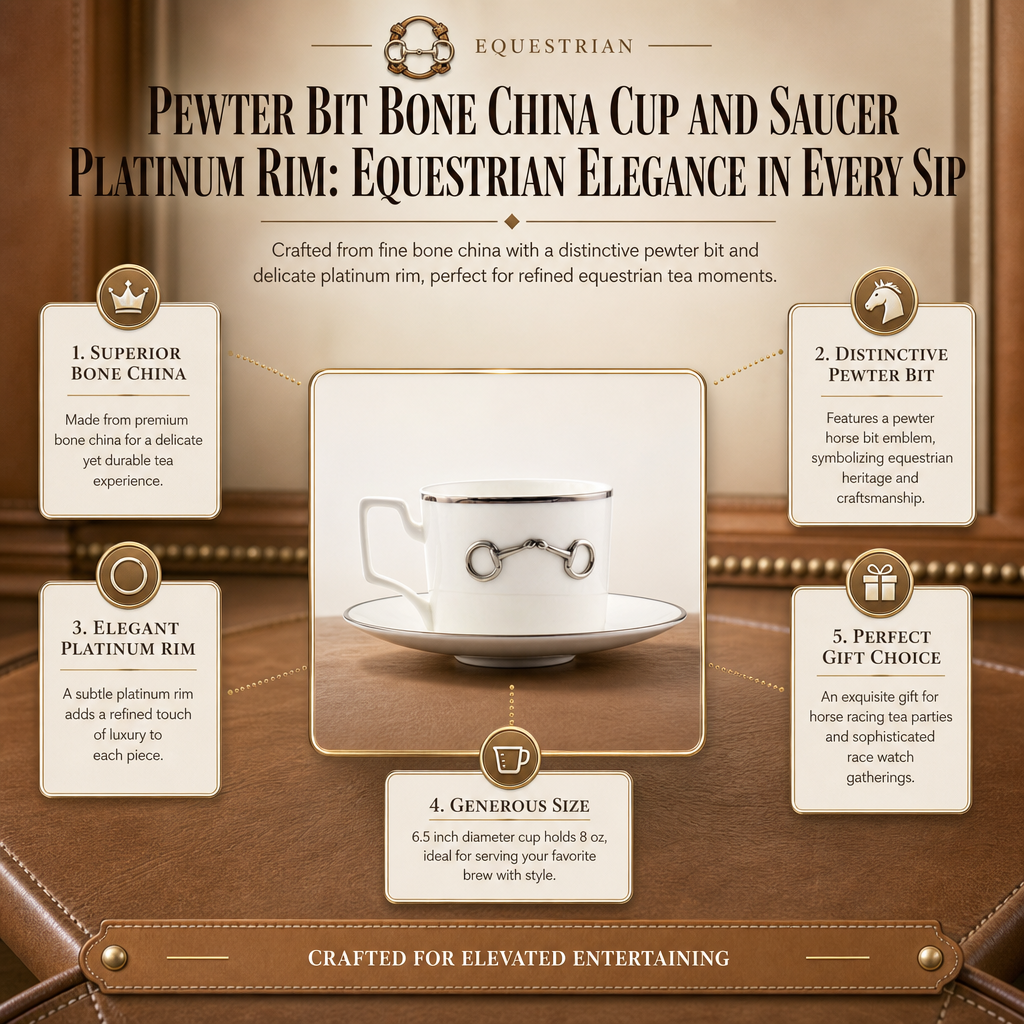 Pewter Bit Bone China Cup and Saucer Platinum Rim 9