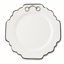 Pewter Bit Bone China Scallop Dinner Plate Platinum Rim 1