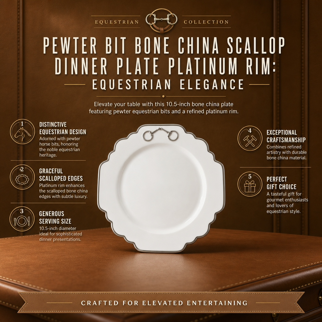 Pewter Bit Bone China Scallop Dinner Plate Platinum Rim 7
