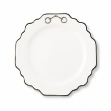 Pewter Bit Bone China Scallop Salad / Dessert Plate Platinum Rim 1