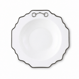 Pewter Bit Bone China Scallop Soup Plate Platinum Rim 1