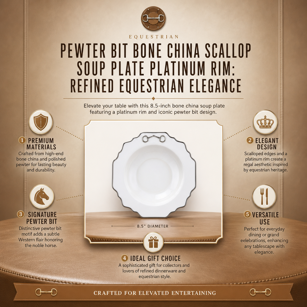 Pewter Bit Bone China Scallop Soup Plate Platinum Rim 4