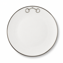 Pewter Bit Bone China Round Dinner Plate Platinum Rim 1