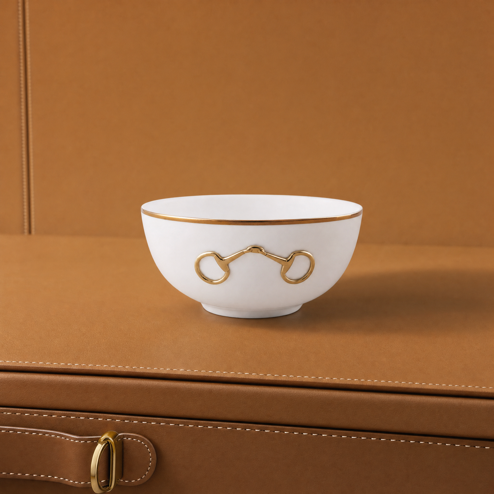 Gold Bit Bone China Round Cereal Bowl Gold Rim 1