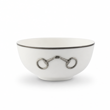 Pewter Bit Bone China Round Cereal Bowl Platinum Rim 1