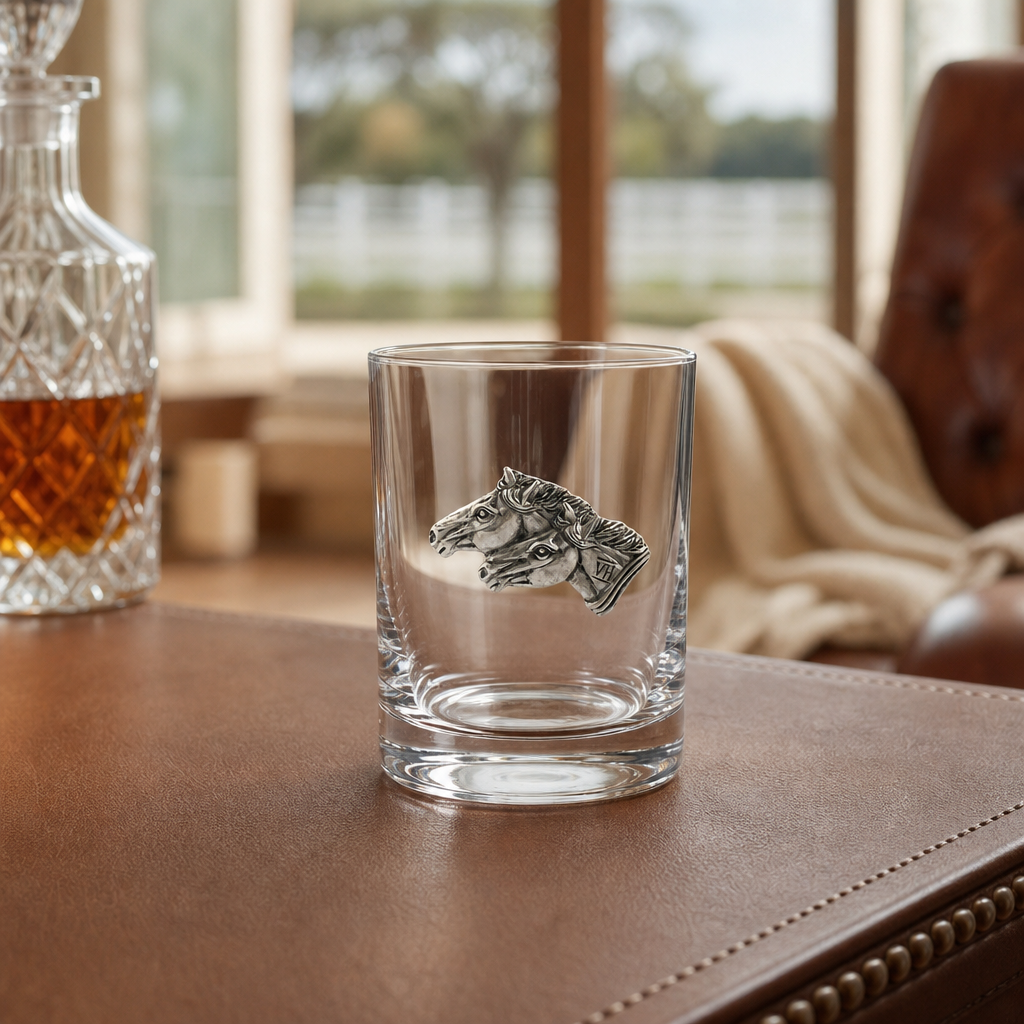 Running Horse Double Old Fashion Bar Glass 7