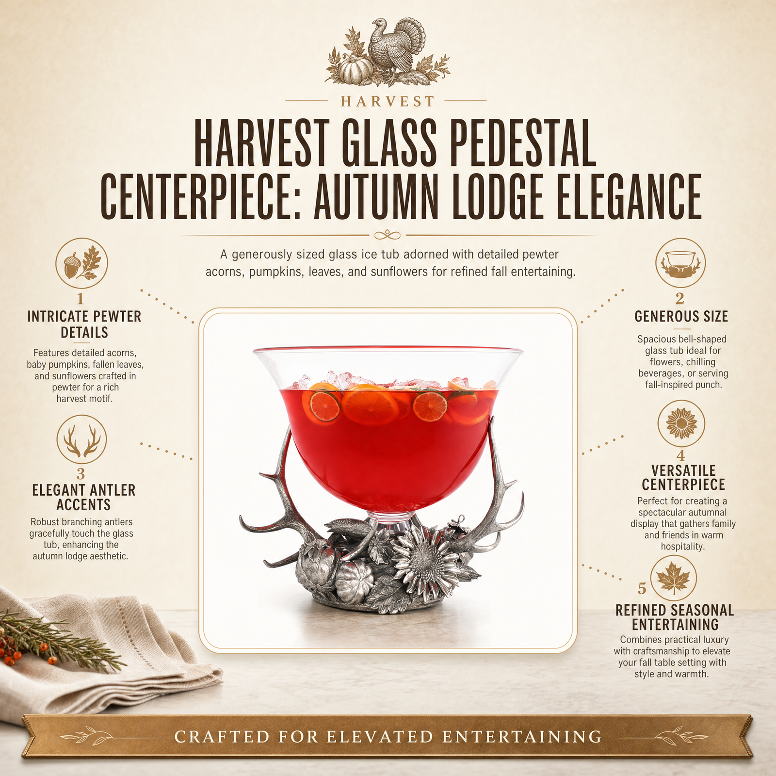 Harvest Glass Pedestal Centerpiece 1