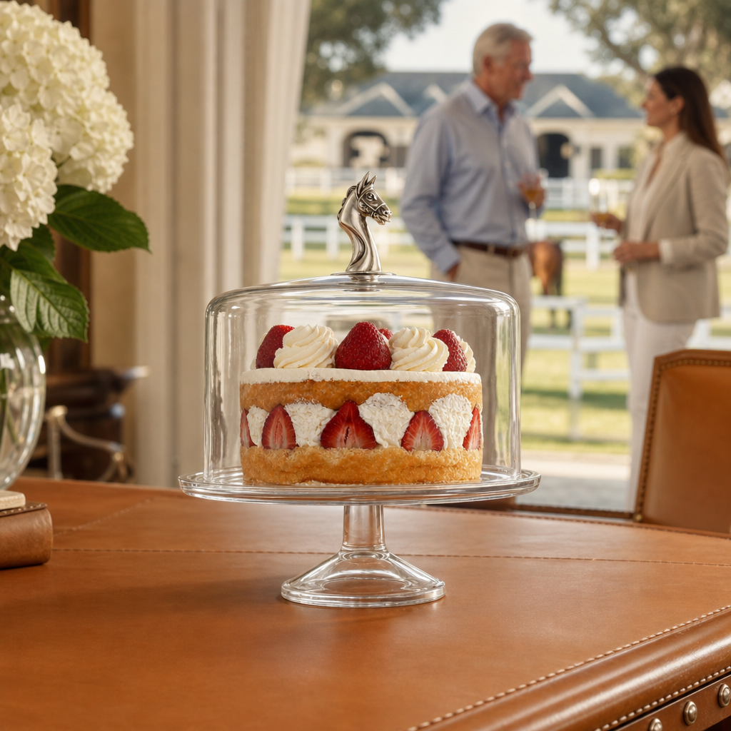 Horse Glass Covered Cake / Dessert Stand 6
