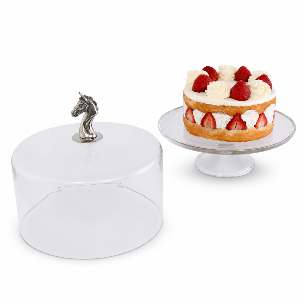 Horse Glass Covered Cake / Dessert Stand 10