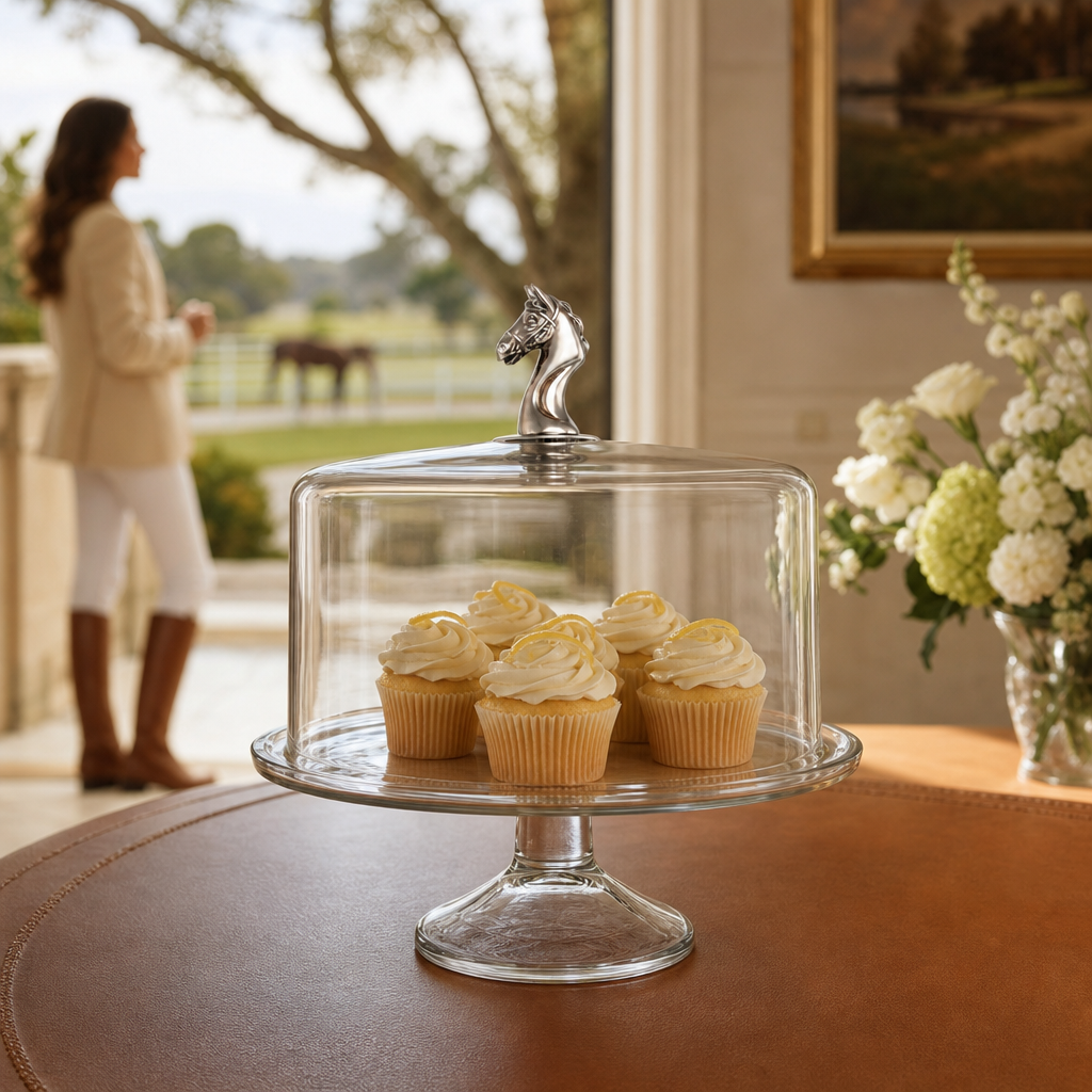Horse Glass Covered Cake / Dessert Stand 8