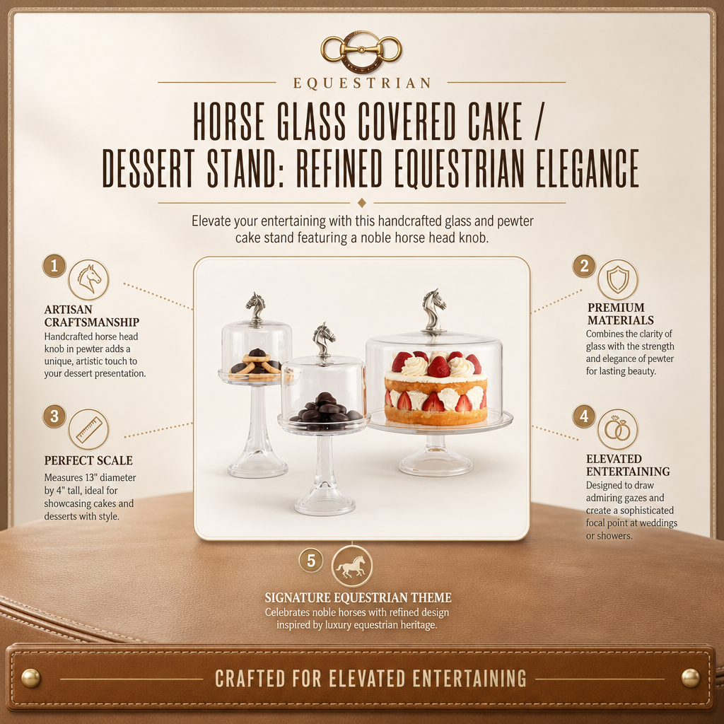 Horse Glass Covered Cake / Dessert Stand: Refined Equestrian Elegance