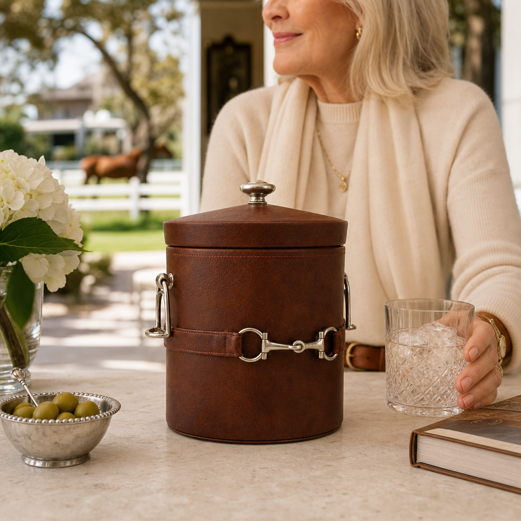Equestrian Horse Bit Vegan Leather Ice Bucket 6