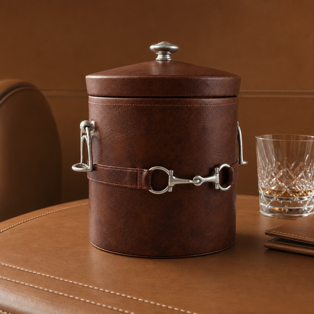 Equestrian Horse Bit Vegan Leather Ice Bucket 1