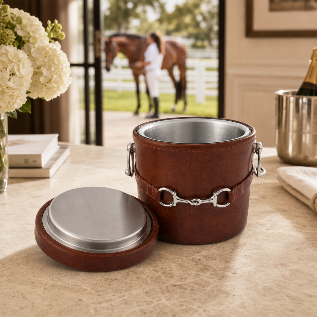 Equestrian Horse Bit Vegan Leather Ice Bucket 8
