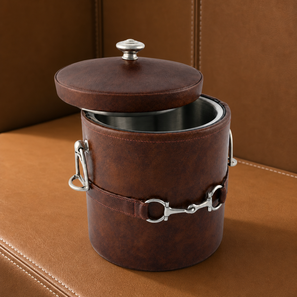 Equestrian Horse Bit Vegan Leather Ice Bucket 5